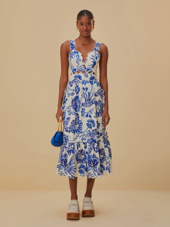 FARM Rio Dresses & Skirts - NWT Off-White Flowerful Birds Lenzing™ Ecovero™ Euroflax™ Midi Dress